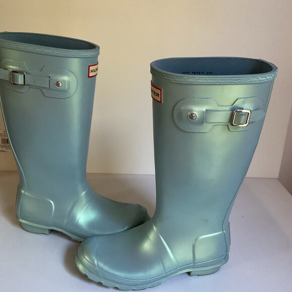 Hunter Original Kids Nebula Rain Boots Blue Iridescent Size 5B/6G (EU 37) - Picture 8 of 14